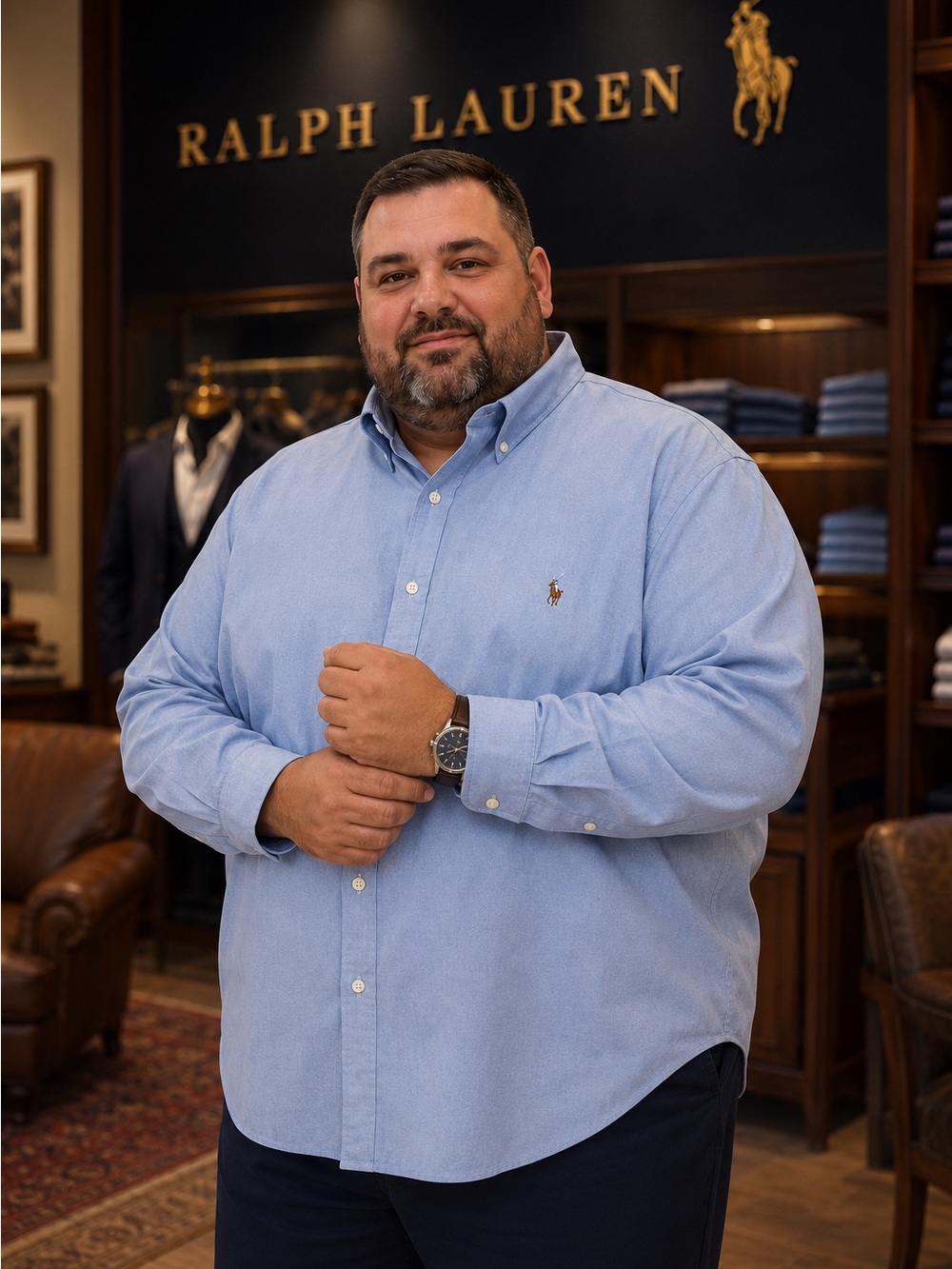 Polo Ralph Lauren Big & Tall Classic Fit Oxford Shirt 4XB Blue